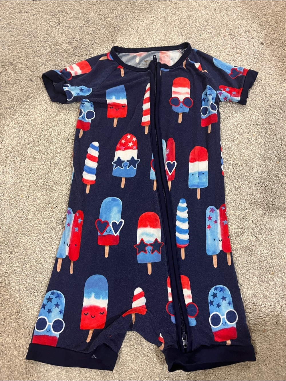 Little Sleepies Navy Blue Popsicle Short Sleeve One-Piece Shortie Sleep Romper
